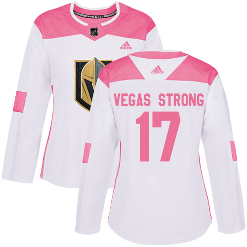 Adidas Golden Knights #17 Vegas Strong White/Pink Authentic Fashion Women's Stitched NHL Jersey